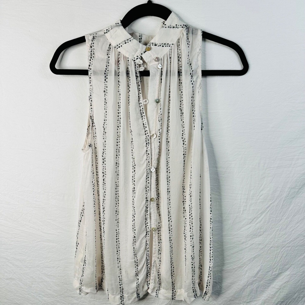 Cloth and Stone NWT Sleeveless Top Blouse Small White Stripes‎ Button Down